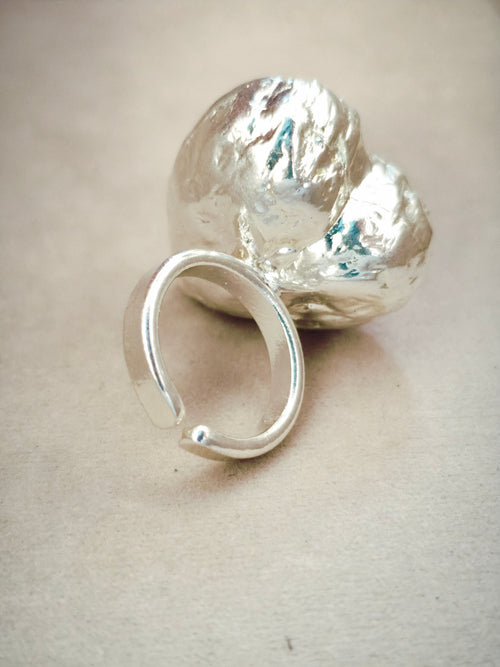 124 Anillo Corazón De Relieve Grande Tejido