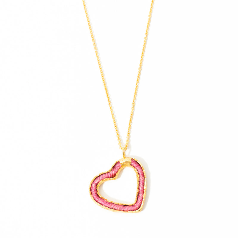 Cadena De Corazón Tejido Grande