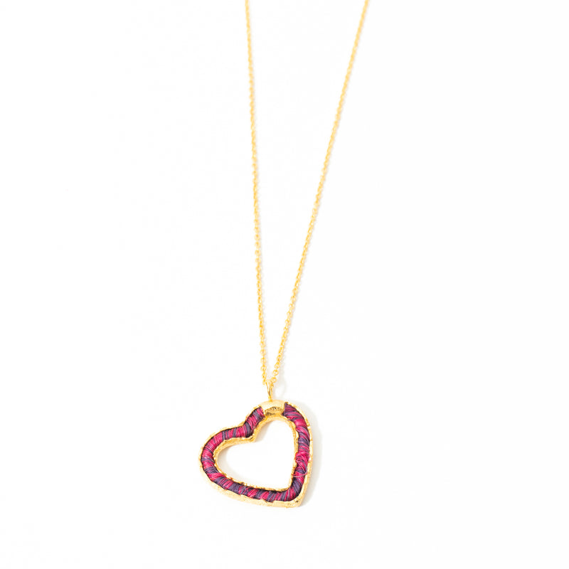 Cadena De Corazón Tejido Grande