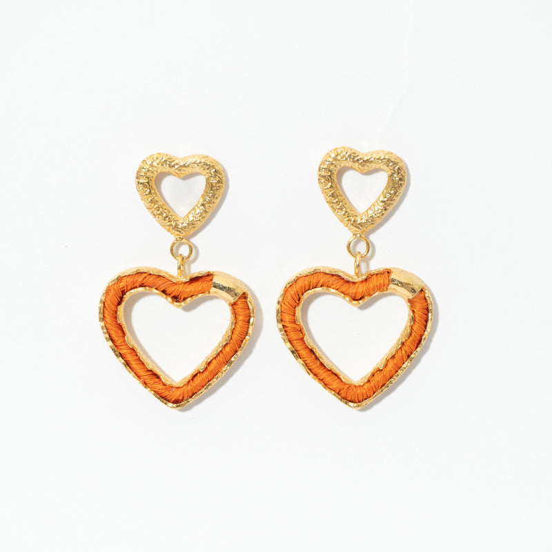 Aretes De Corazón Tejido X2