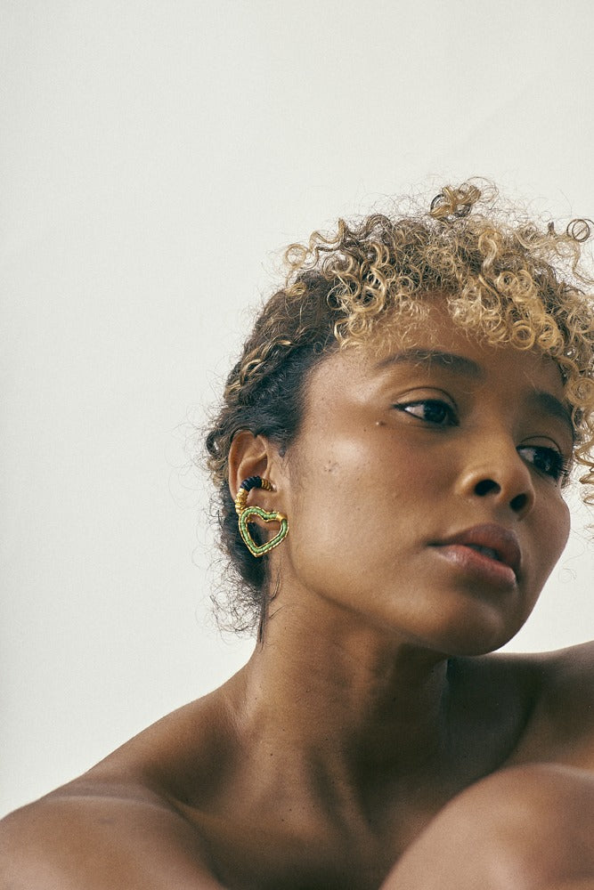 Aretes De Corazón Tejido