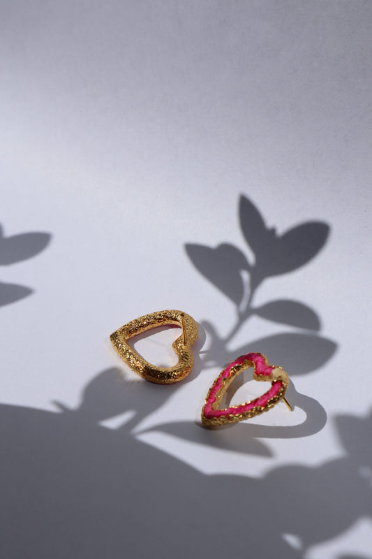 Aretes De Corazón Tejido