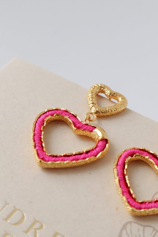 Aretes De Corazón Tejido X2