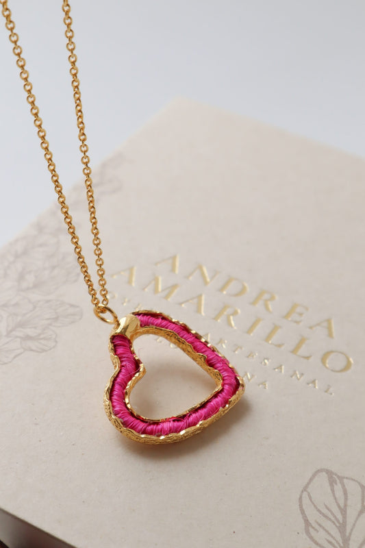 Cadena De Corazón Tejido Grande