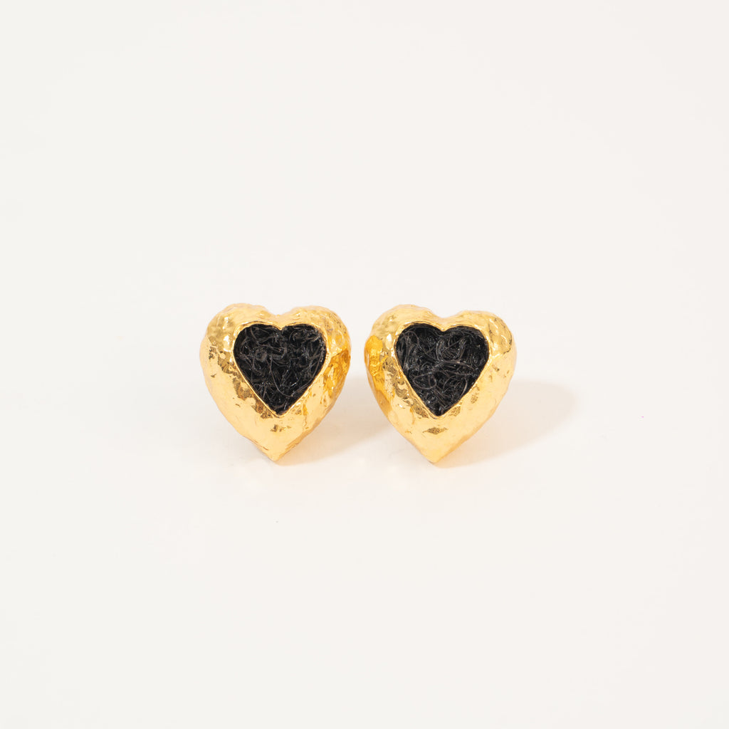 Aretes Corazón De Relieve Tejido