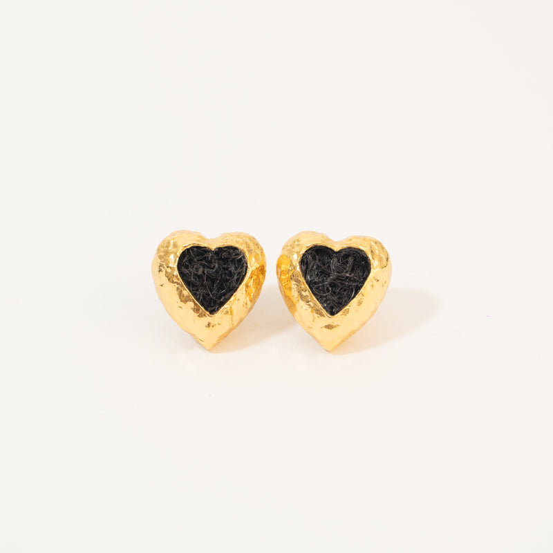 Aretes Corazón De Relieve Tejido