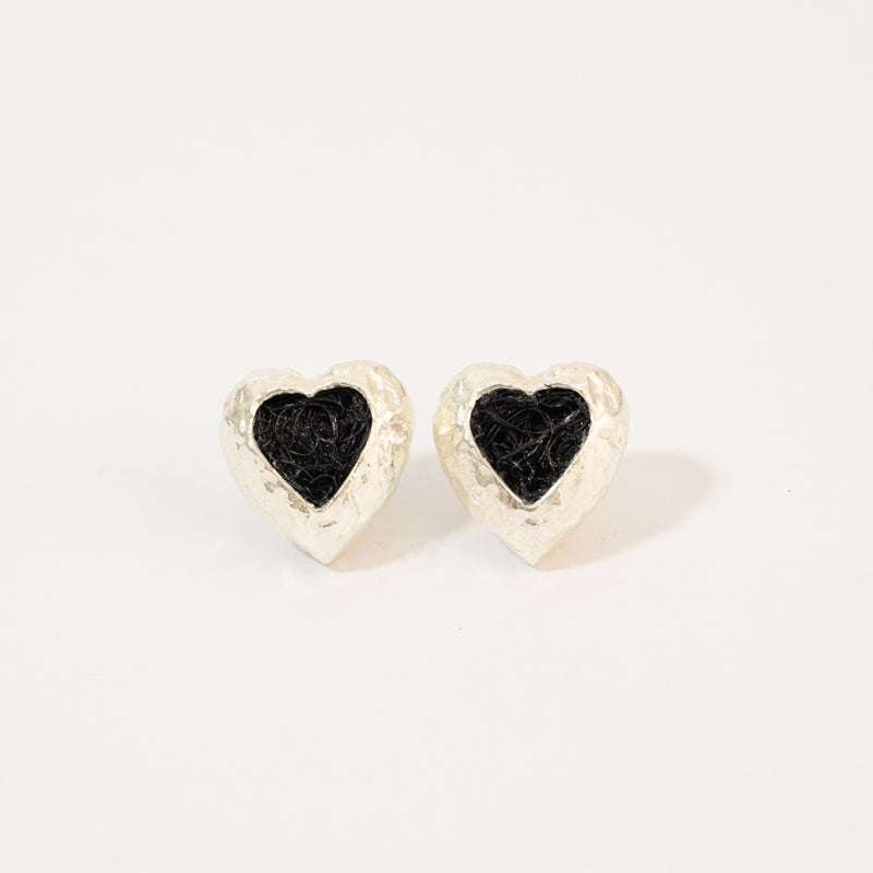 Aretes Corazón De Relieve Tejido