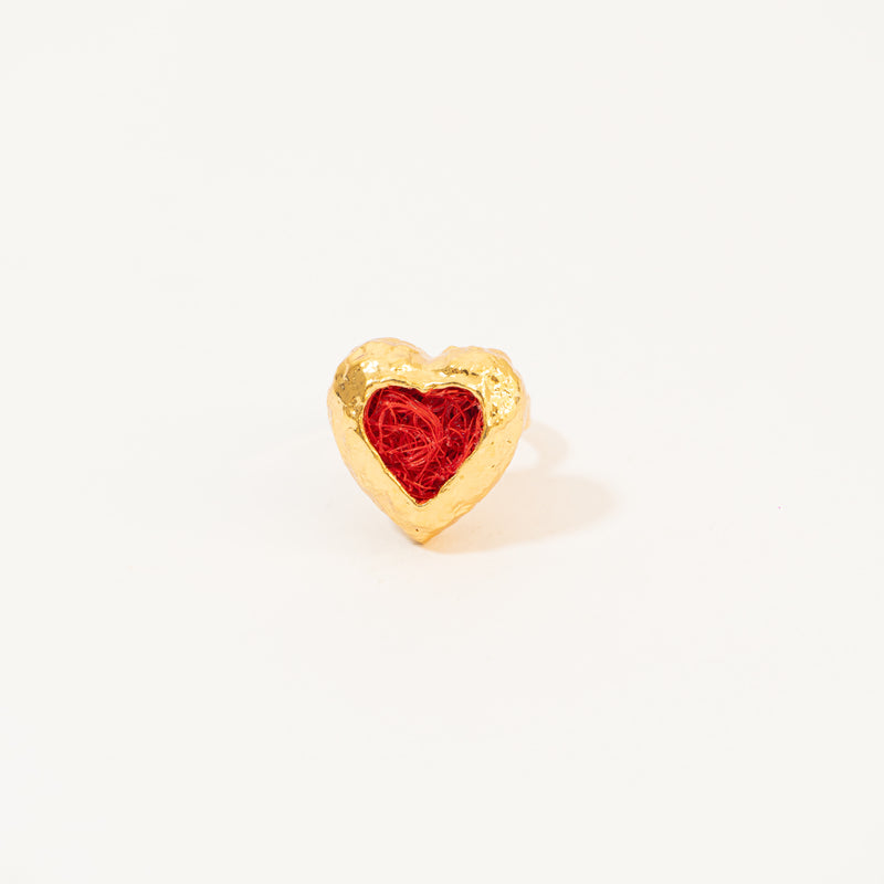 Anillo Corazón De Relieve Tejido