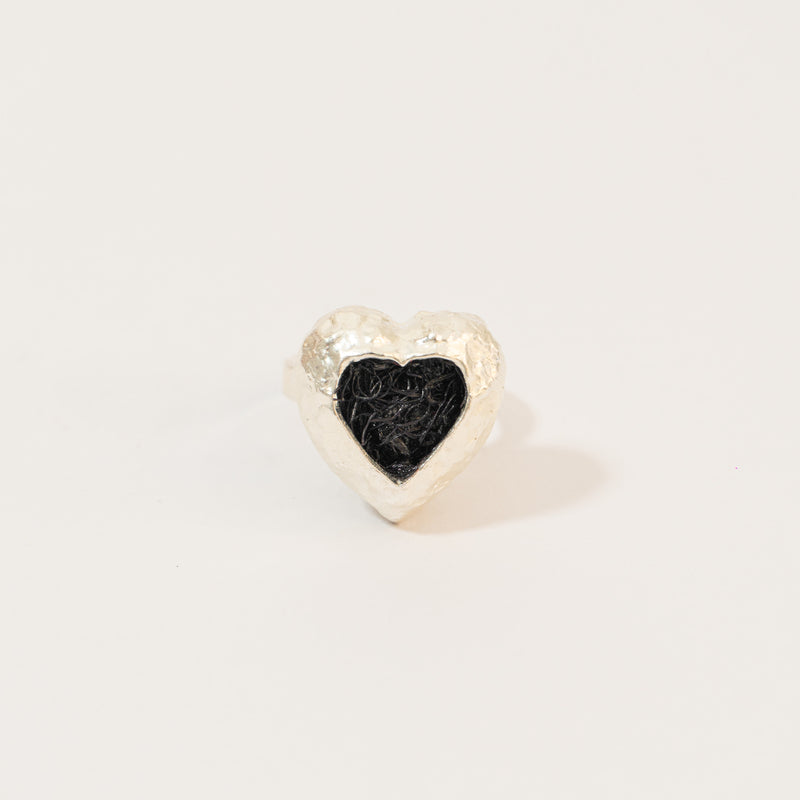 Anillo Corazón De Relieve Tejido