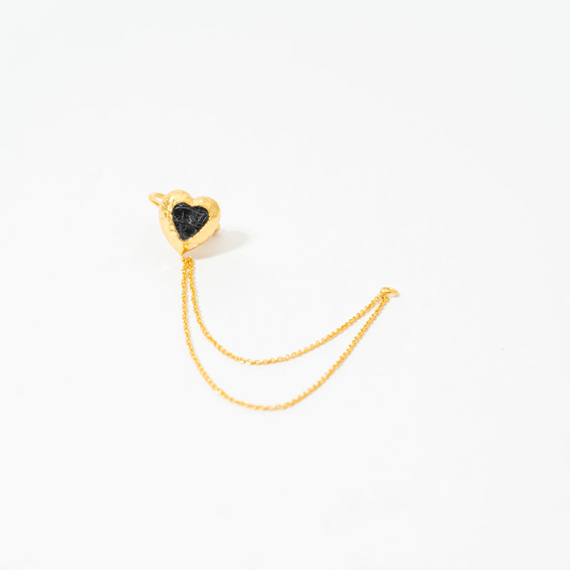 Ear Cuff Corazón De Relieve Colgante